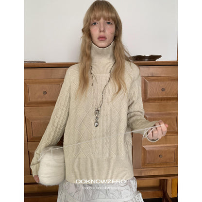 DKZ OFFICIAL Oversized Vintage Cable Knit Women&