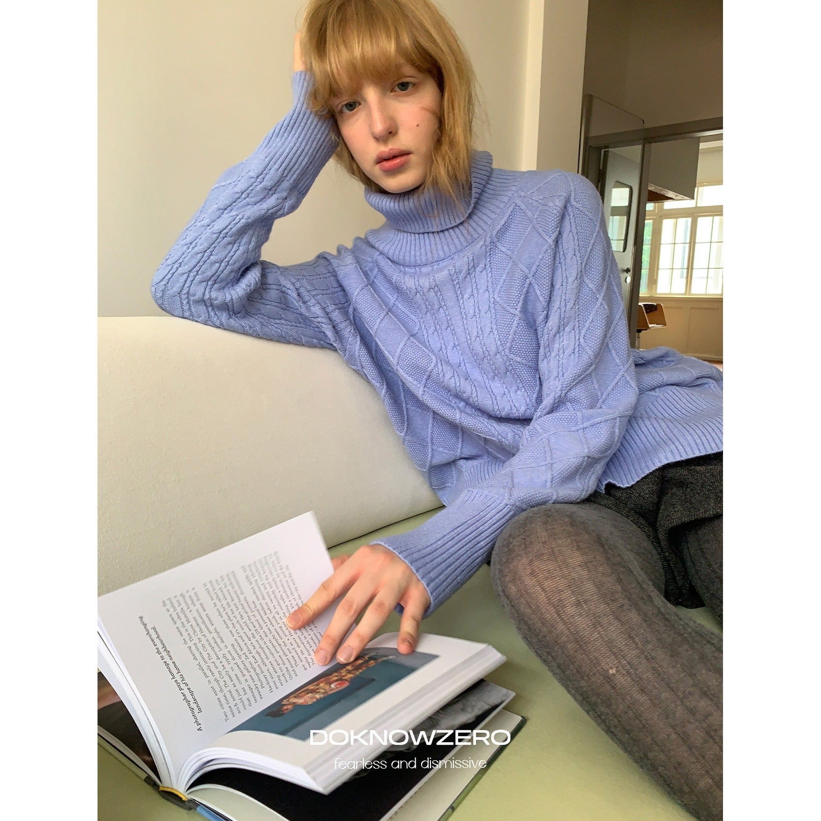 DKZ OFFICIAL Oversized Vintage Cable Knit Women&