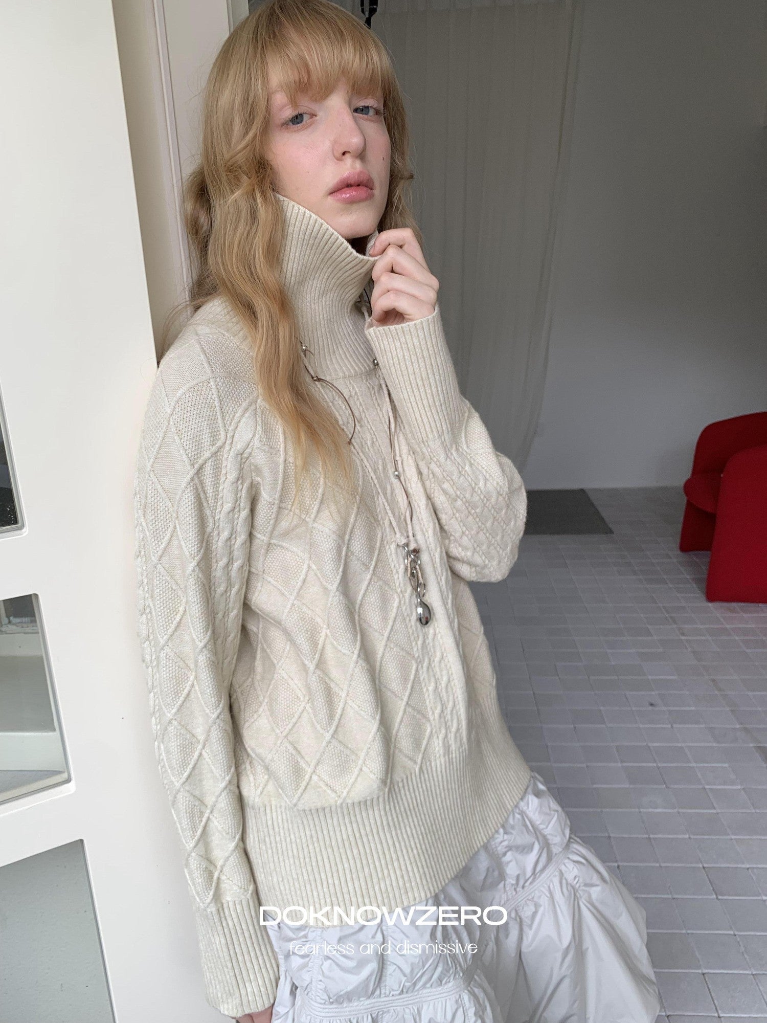 DKZ OFFICIAL Oversized Vintage Cable Knit Women&