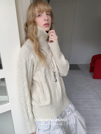 DKZ OFFICIAL Oversized Vintage Cable Knit Women&