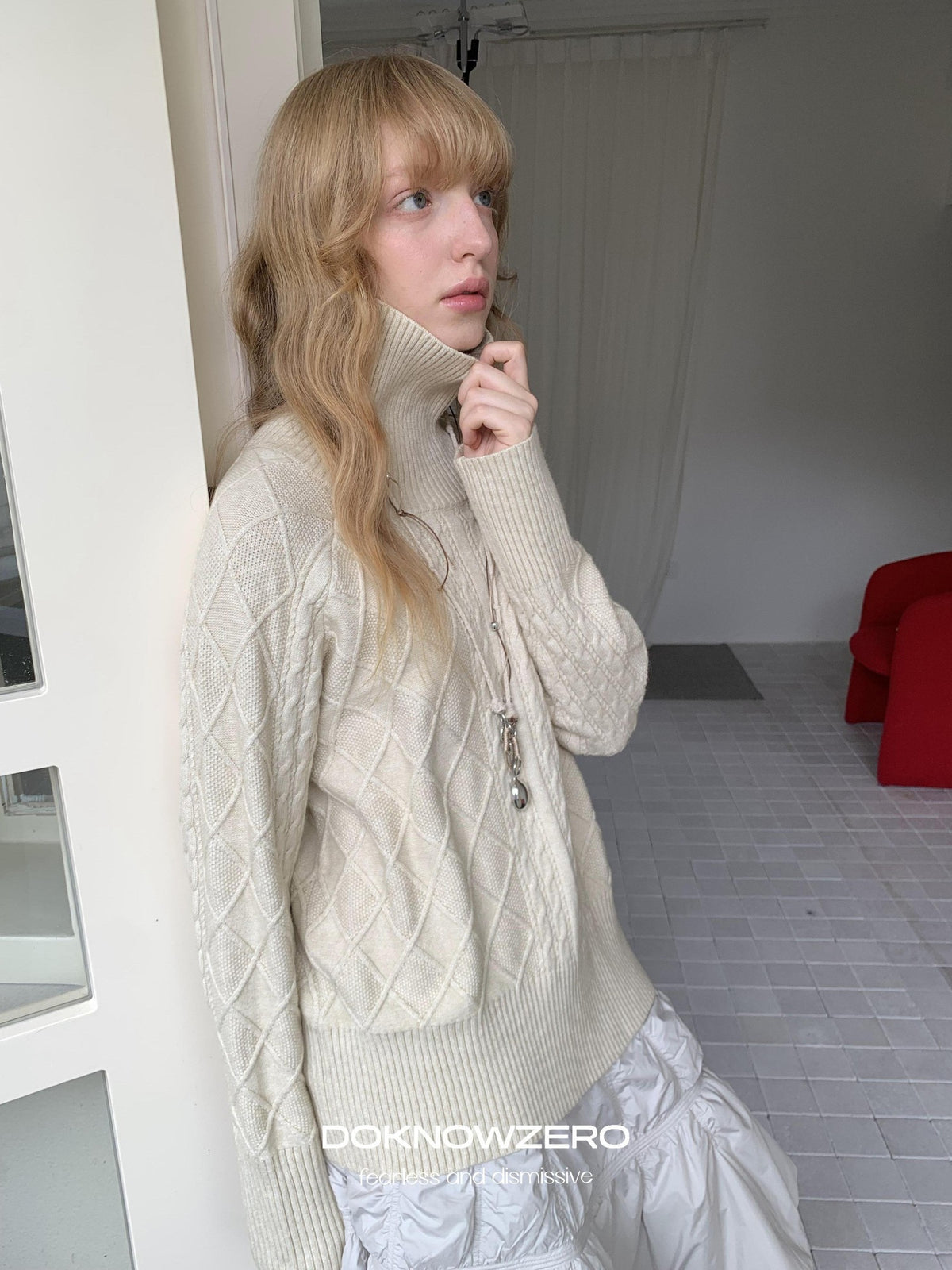 DKZ OFFICIAL Oversized Vintage Cable Knit Women&
