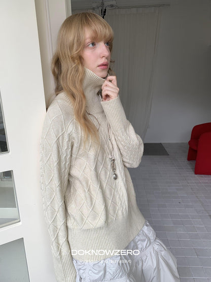 DKZ OFFICIAL Oversized Vintage Cable Knit Women&