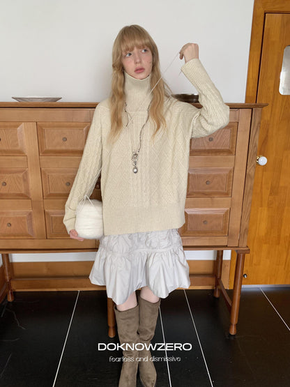 DKZ OFFICIAL Oversized Vintage Cable Knit Women&