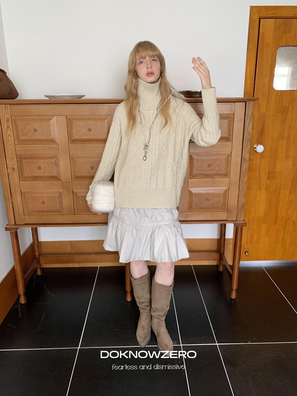 DKZ OFFICIAL Oversized Vintage Cable Knit Women&
