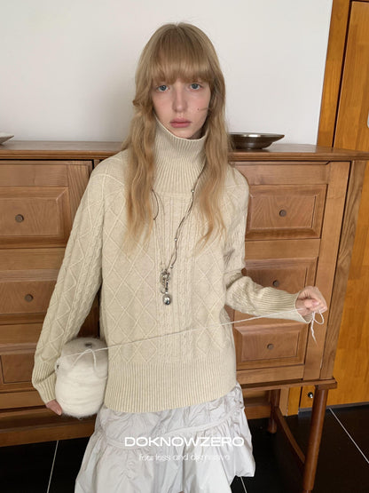 DKZ OFFICIAL Oversized Vintage Cable Knit Women&