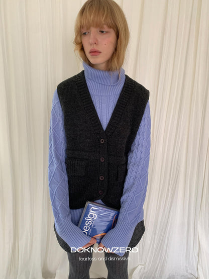 DKZ OFFICIAL Oversized Vintage Cable Knit Women&