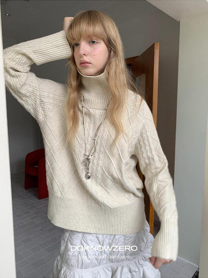 DKZ OFFICIAL Oversized Vintage Cable Knit Women&