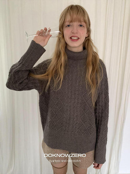 DKZ OFFICIAL Oversized Vintage Cable Knit Women&