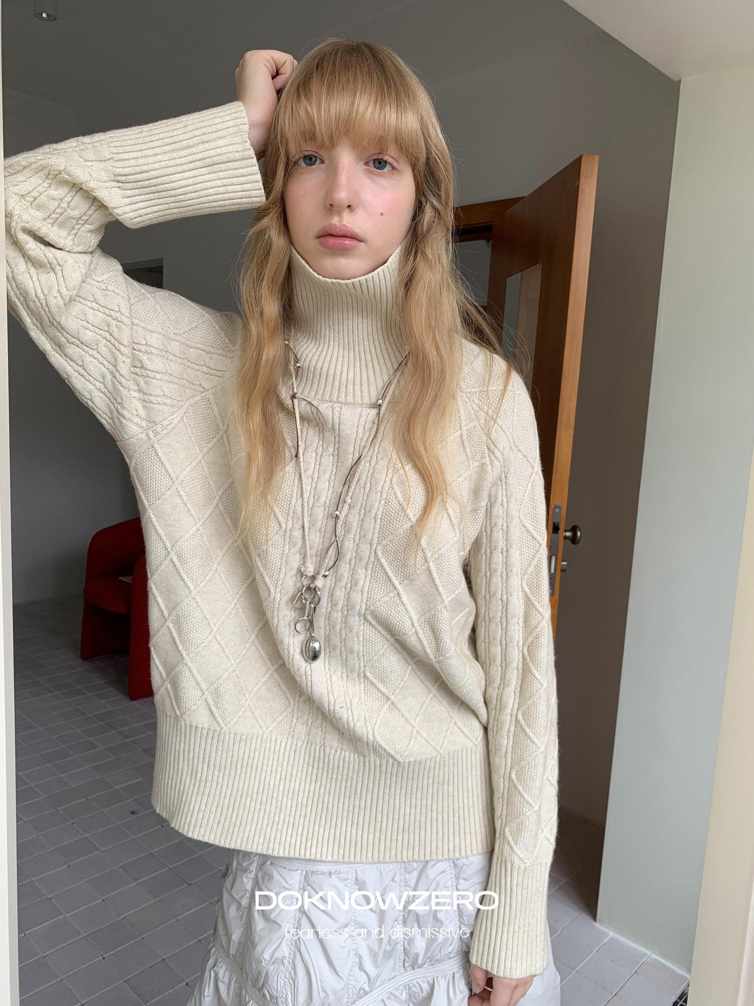 DKZ OFFICIAL Oversized Vintage Cable Knit Women&
