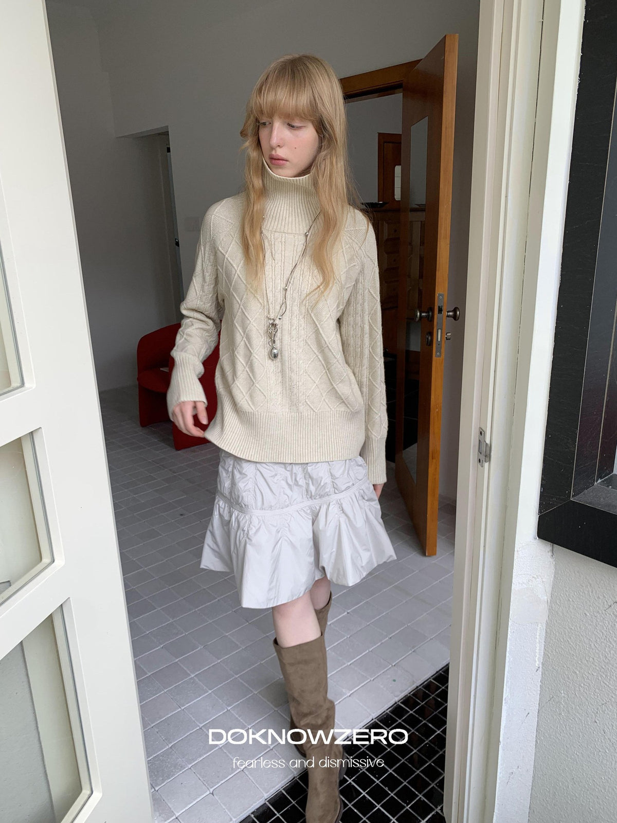 DKZ OFFICIAL Oversized Vintage Cable Knit Women&