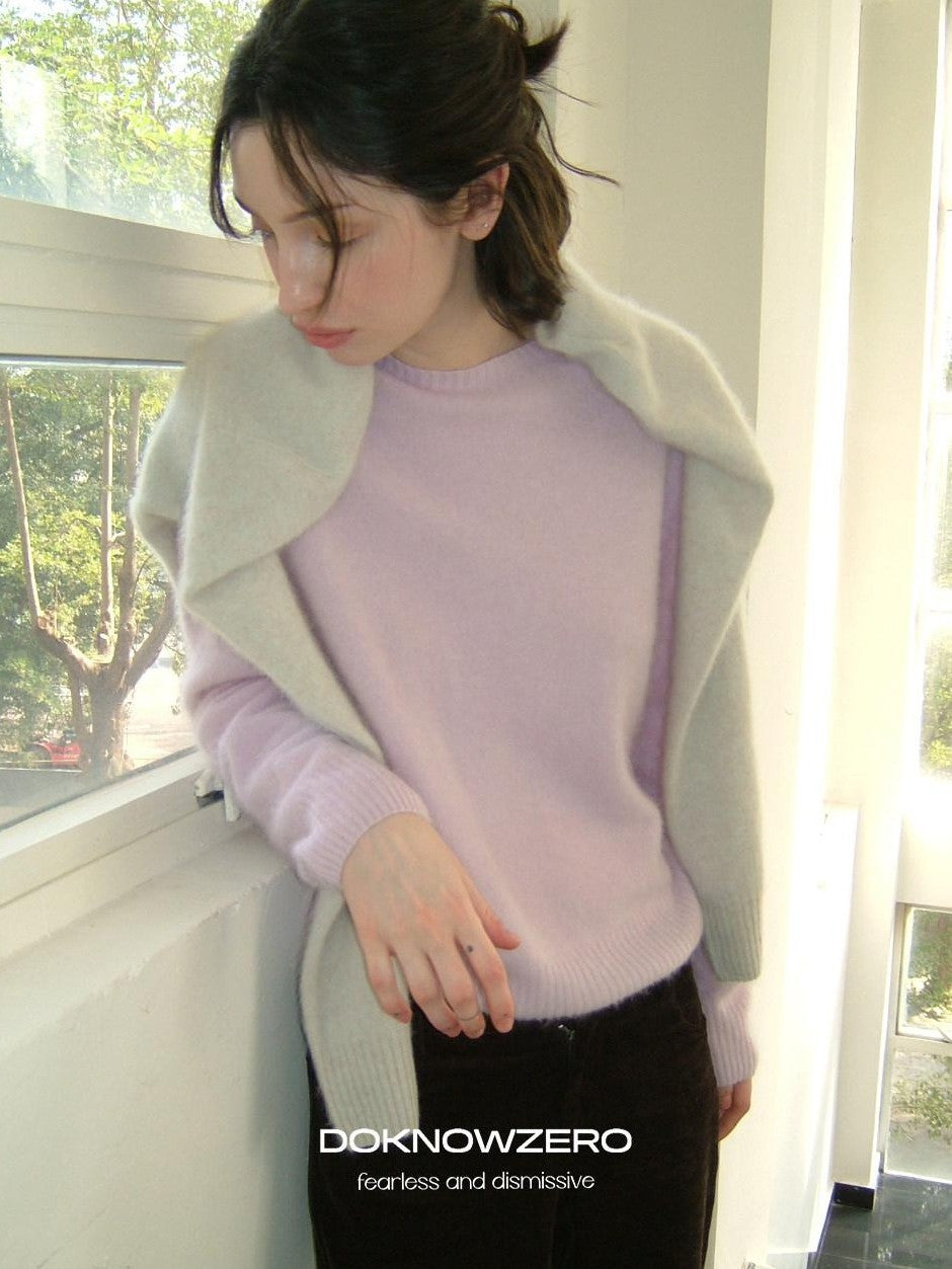 DKZ OFFICIAL Pastel Soft Knit Crew Neck Women&