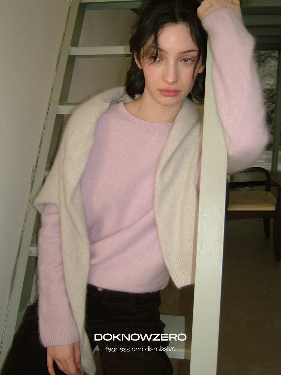 DKZ OFFICIAL Pastel Soft Knit Crew Neck Women&