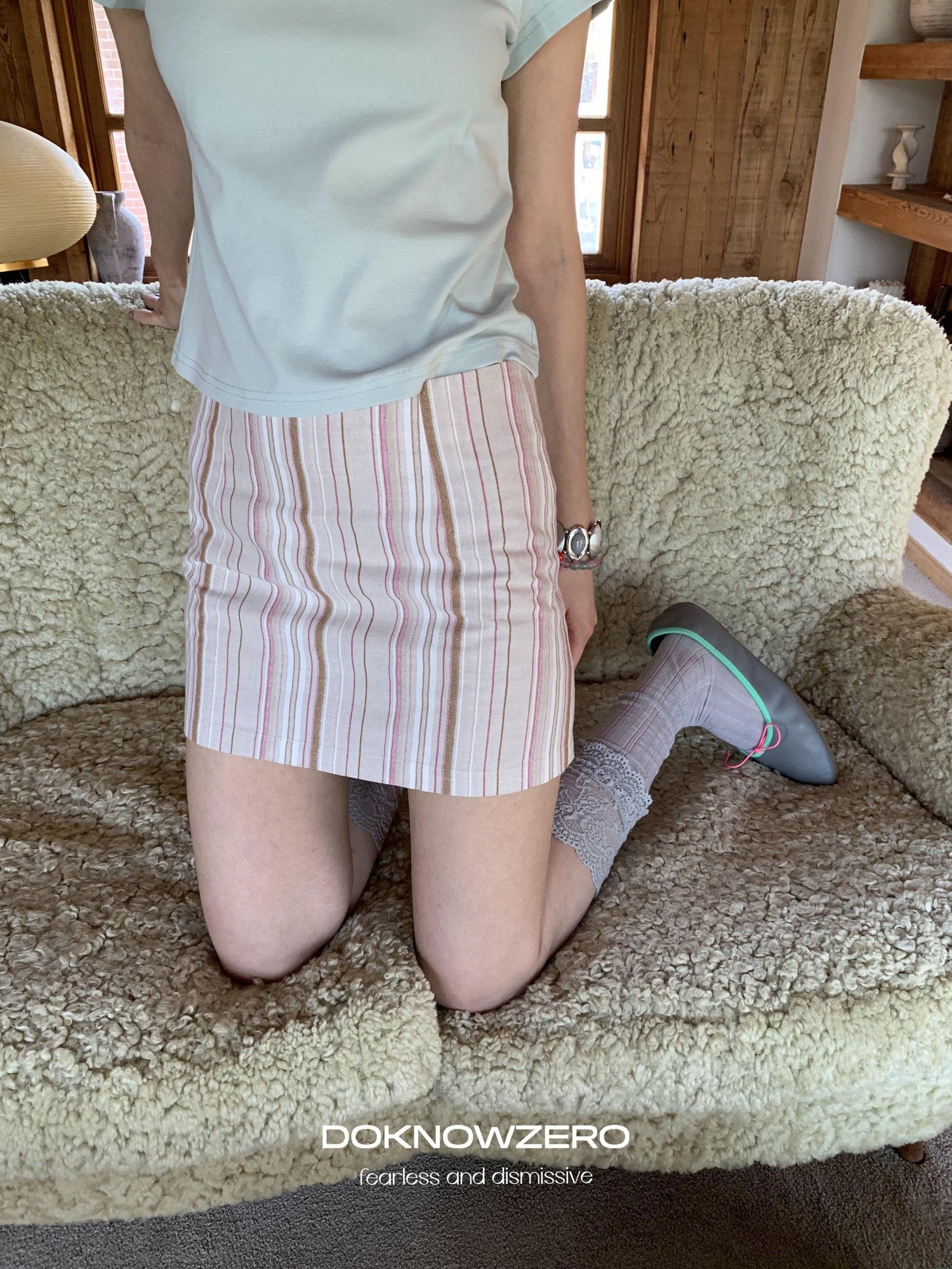 DKZ OFFICIAL Pink Colorblock Stripe Built In Shorts Women&