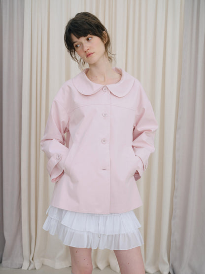 DKZ OFFICIAL Pink Doll Collar Mid Length Loose Fit Women&