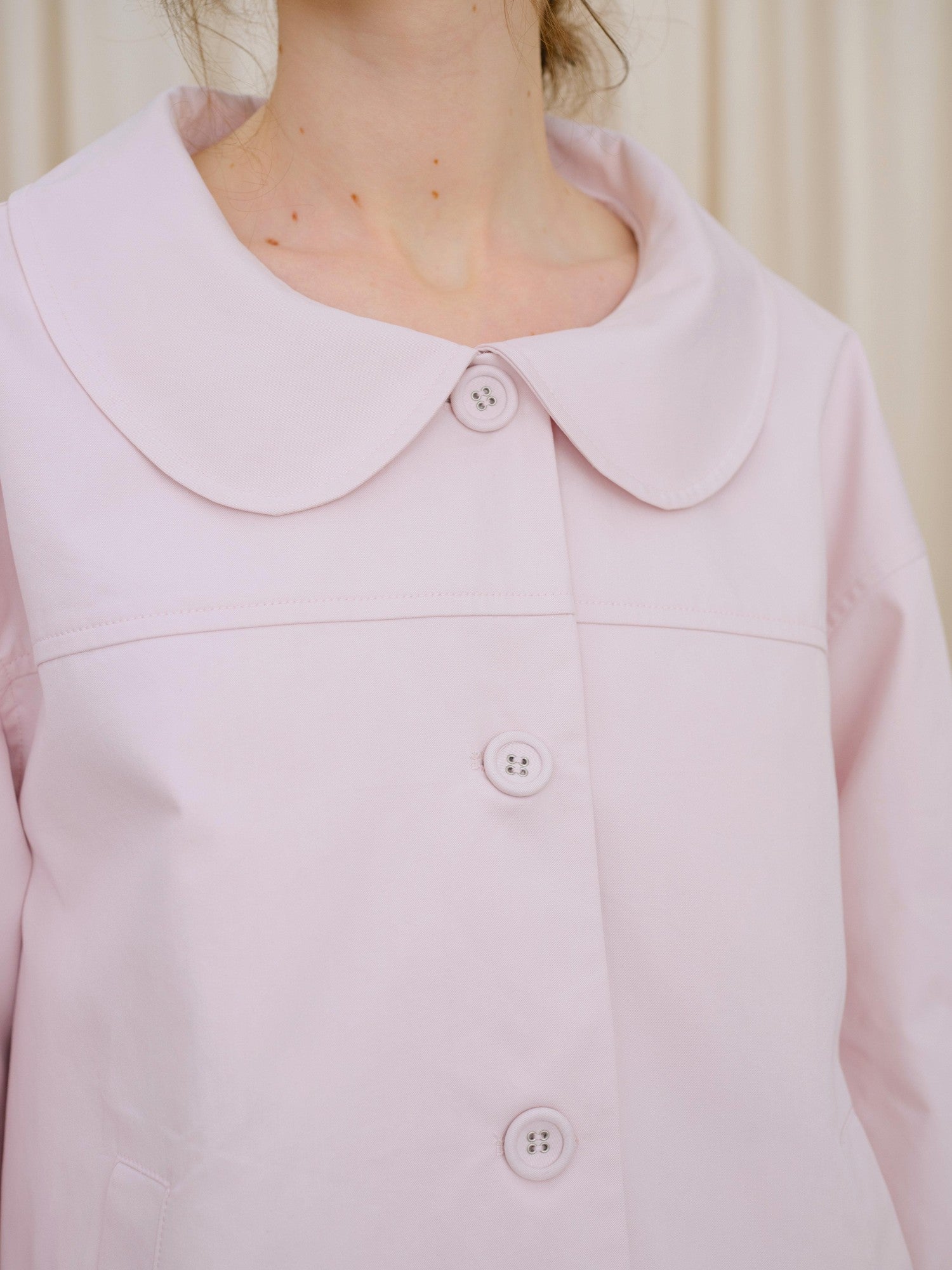 DKZ OFFICIAL Pink Doll Collar Mid Length Loose Fit Women&