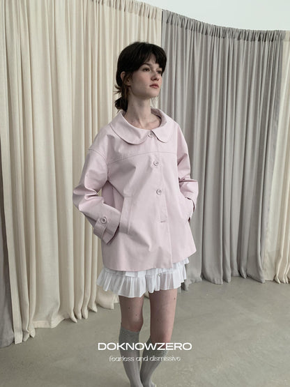 DKZ OFFICIAL Pink Doll Collar Mid Length Loose Fit Women&