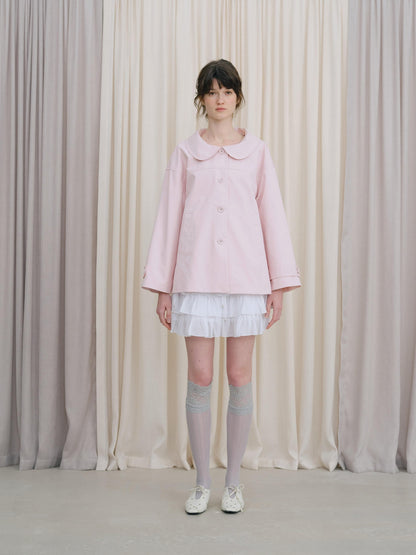 DKZ OFFICIAL Pink Doll Collar Mid Length Loose Fit Women&