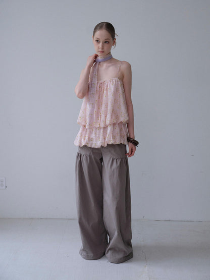 DKZ OFFICIAL Pink Floral Printed Bubble Hem Cropped With Scarf Women&