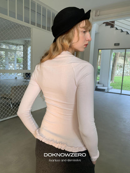 DKZ OFFICIAL Pink Lettuce Edge Faux Layered Women&