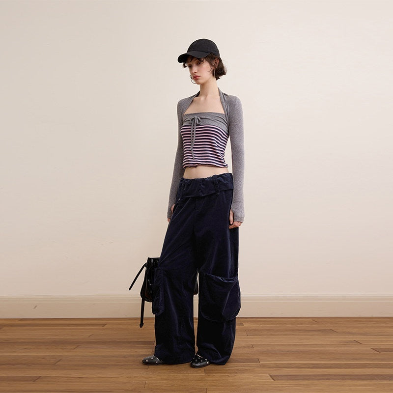 DKZ_OFFICIAL_Pink_Retro_Striped_Asymmetric_Slim_Knit_Women&