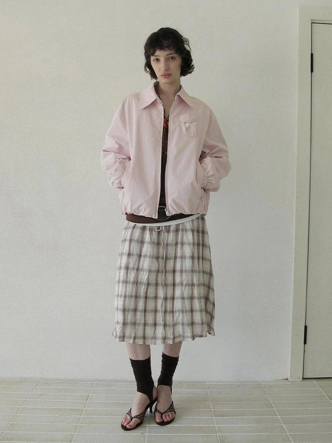 DKZ OFFICIAL Pink Utility Jacket With Pleated Back Hem