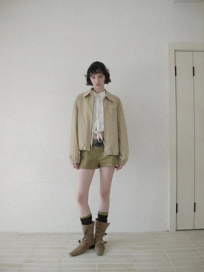 DKZ OFFICIAL Pink Utility Jacket With Pleated Back Hem