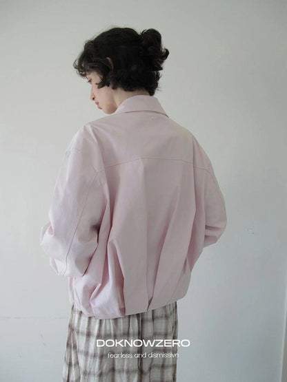 DKZ OFFICIAL Pink Utility Jacket With Pleated Back Hem