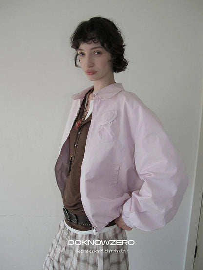 DKZ OFFICIAL Pink Utility Jacket With Pleated Back Hem