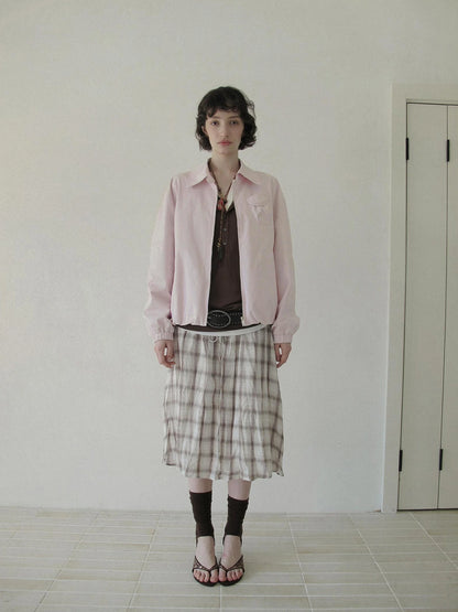 DKZ OFFICIAL Pink Utility Jacket With Pleated Back Hem