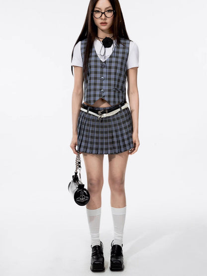 DKZ OFFICIAL Plaid Check Jk School Uniform Two Piece Women&