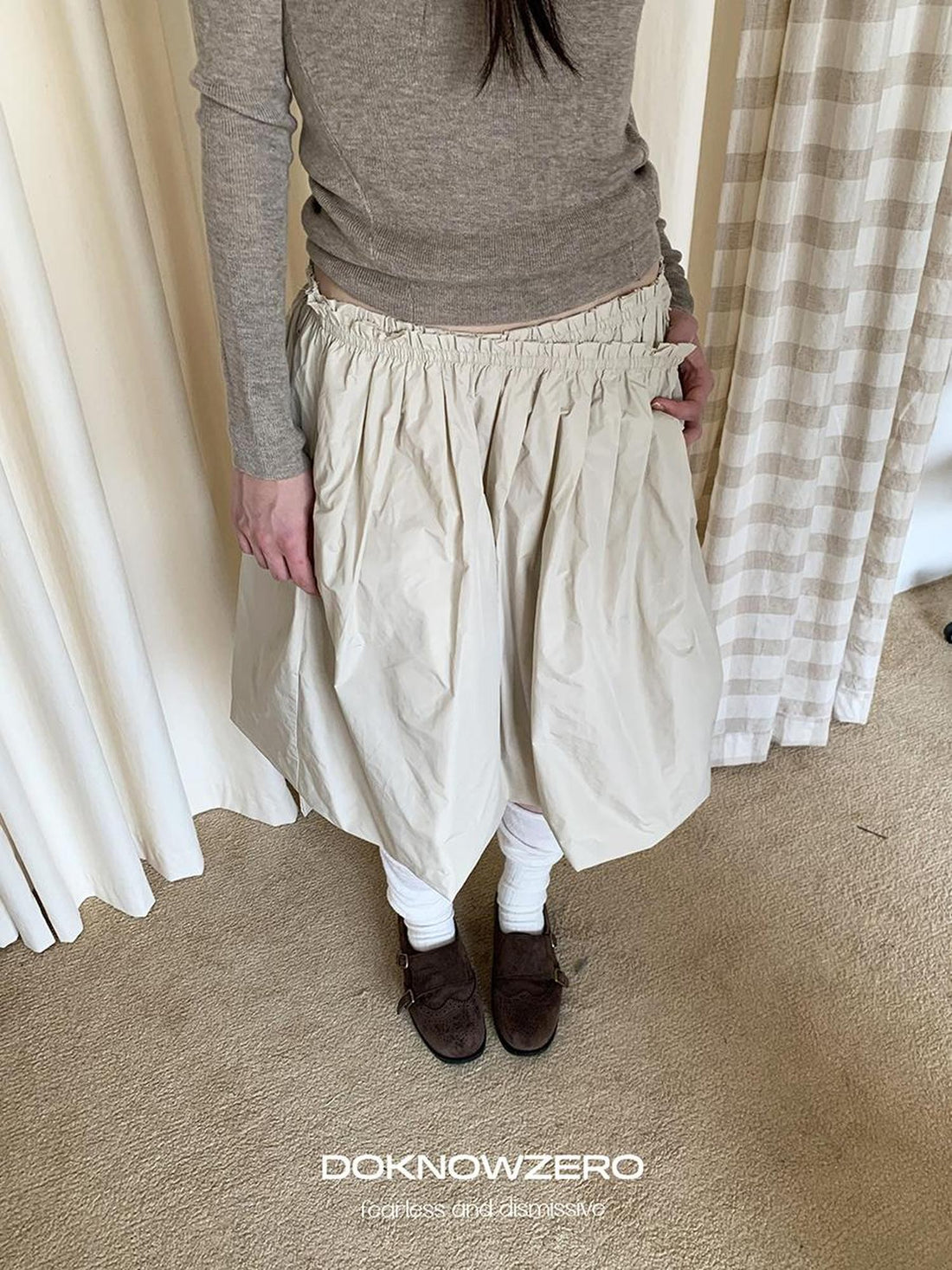 DKZ OFFICIAL Pleated Bubble Nylon Loose Fit Women&