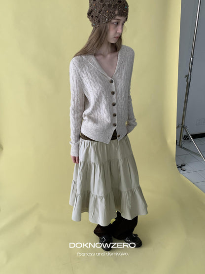 DKZ OFFICIAL Pleated Fold Over Waist Spliced Faux Fur Layered Cake Women&