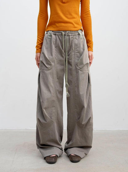 DKZ OFFICIAL Pleated Paneled Curved Loose Fit Women&