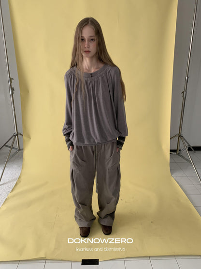 DKZ OFFICIAL Pleated Paneled Curved Loose Fit Women&