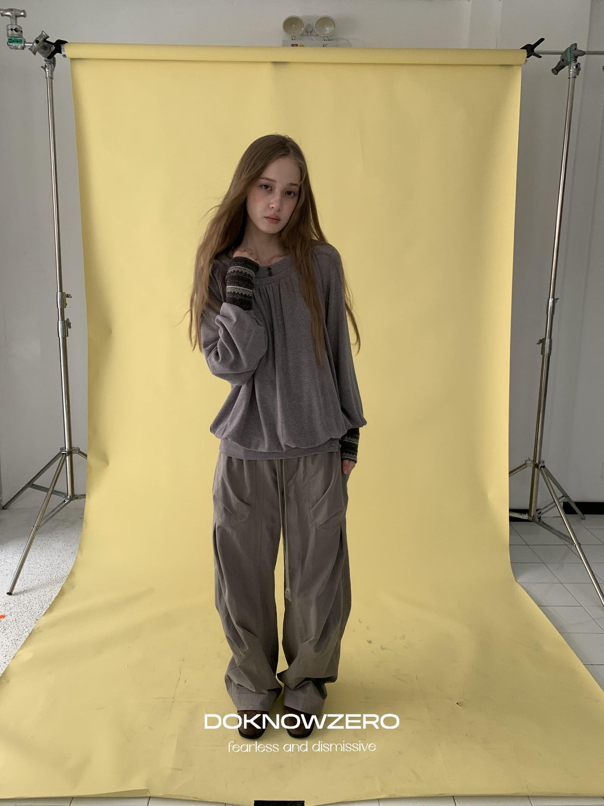 DKZ OFFICIAL Pleated Paneled Curved Loose Fit Women&