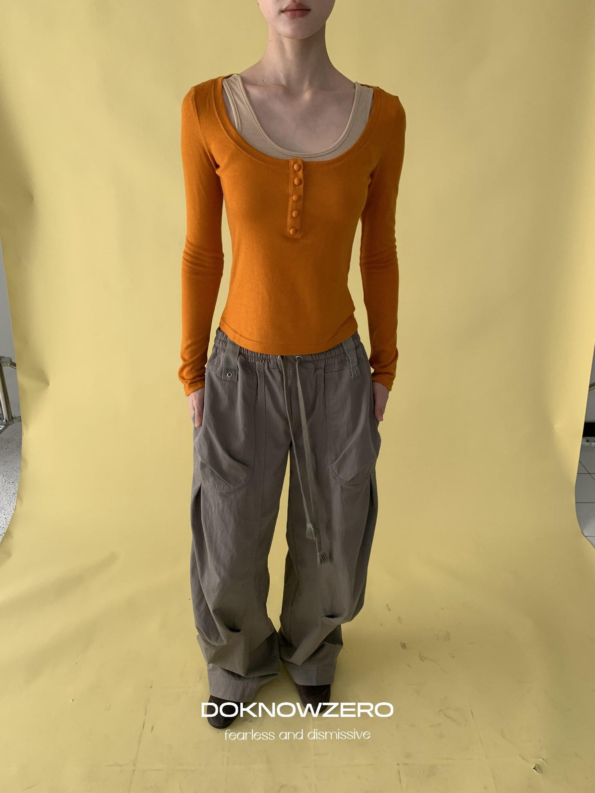 DKZ OFFICIAL Pleated Paneled Curved Loose Fit Women&