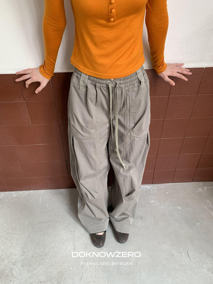 DKZ OFFICIAL Pleated Paneled Curved Loose Fit Women&