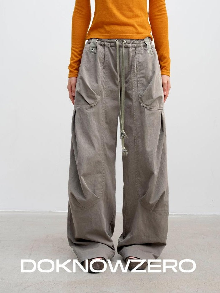 DKZ OFFICIAL Pleated Paneled Curved Loose Fit Women&