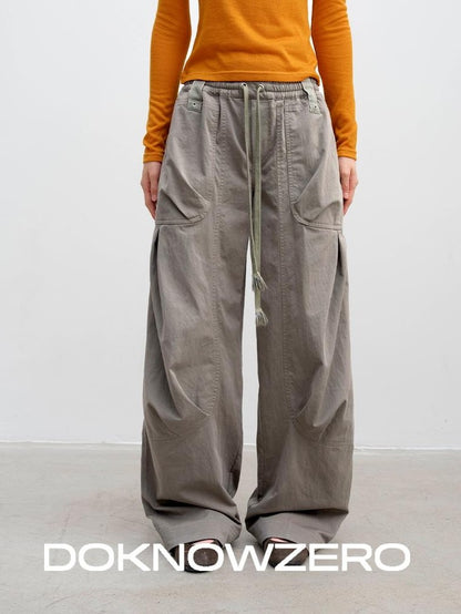 DKZ OFFICIAL Pleated Paneled Curved Loose Fit Women&