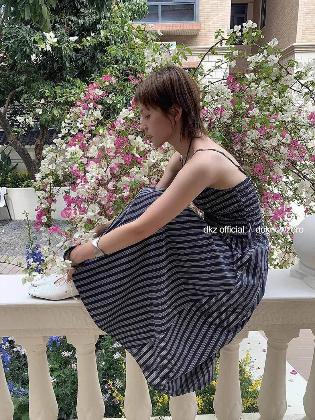 DKZ OFFICIAL Pleated Strappy Slip Maxi Dress