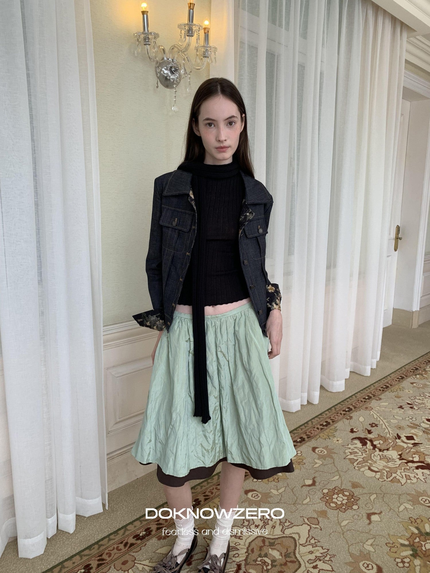 DKZ OFFICIAL Pleated Textured Metallic Women&