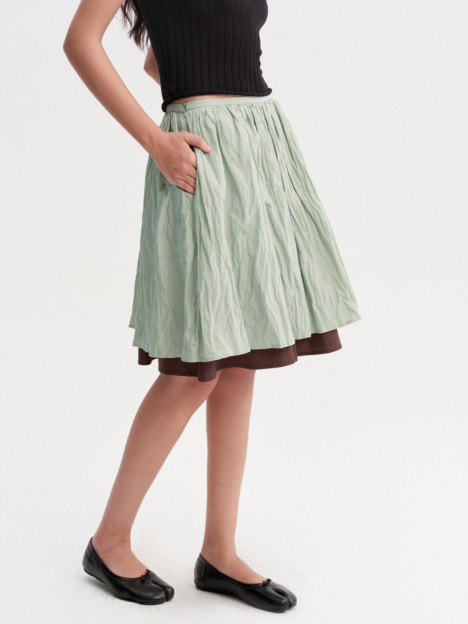 DKZ OFFICIAL Pleated Textured Metallic Women&