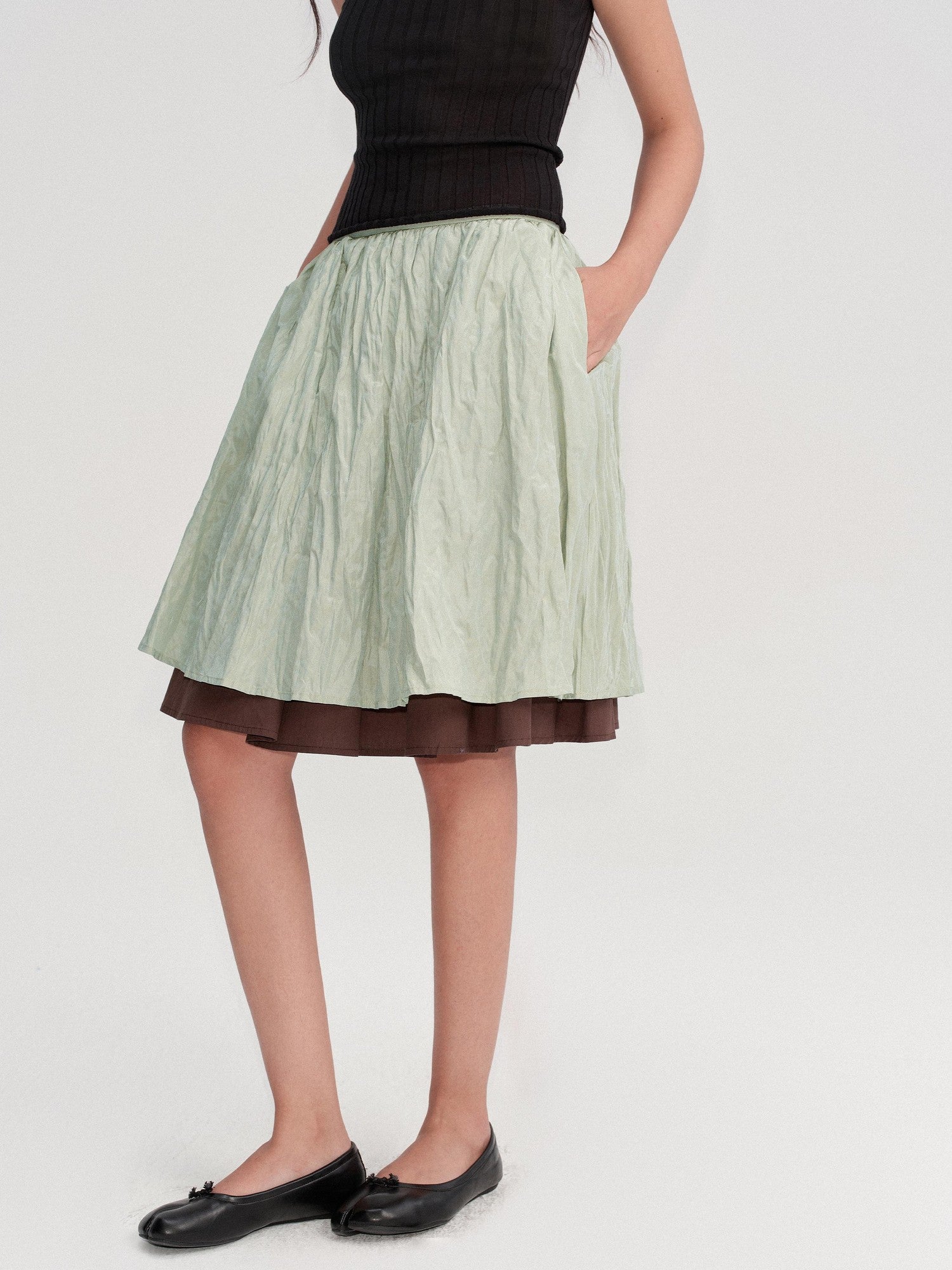 DKZ OFFICIAL Pleated Textured Metallic Women&