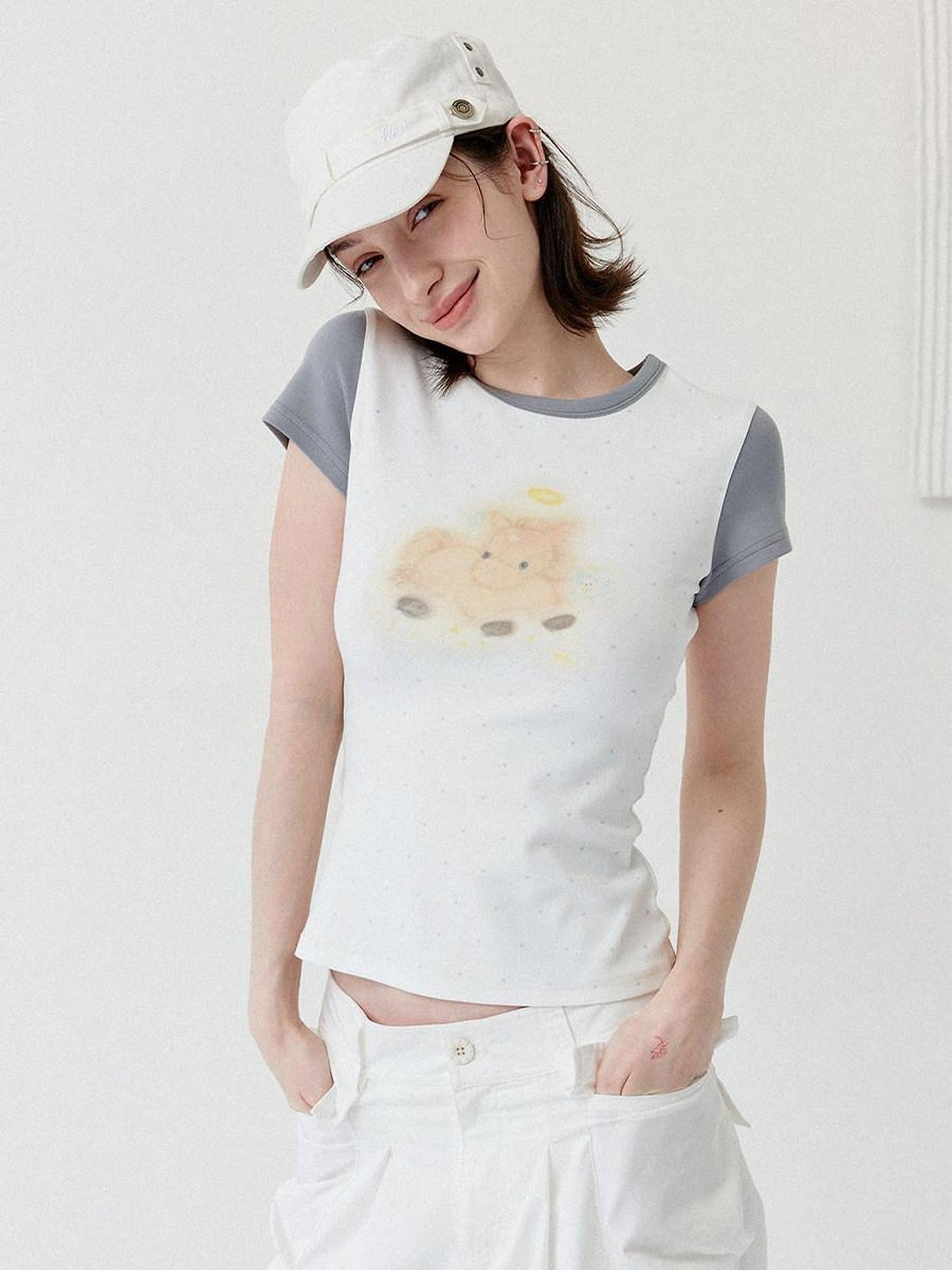 DKZ OFFICIAL Polka Dot Cartoon Horse Print Women&