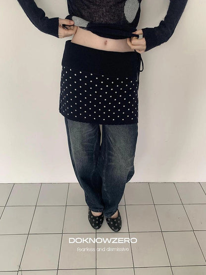 DKZ OFFICIAL Polka Dot Knit Straight Skirt For Women