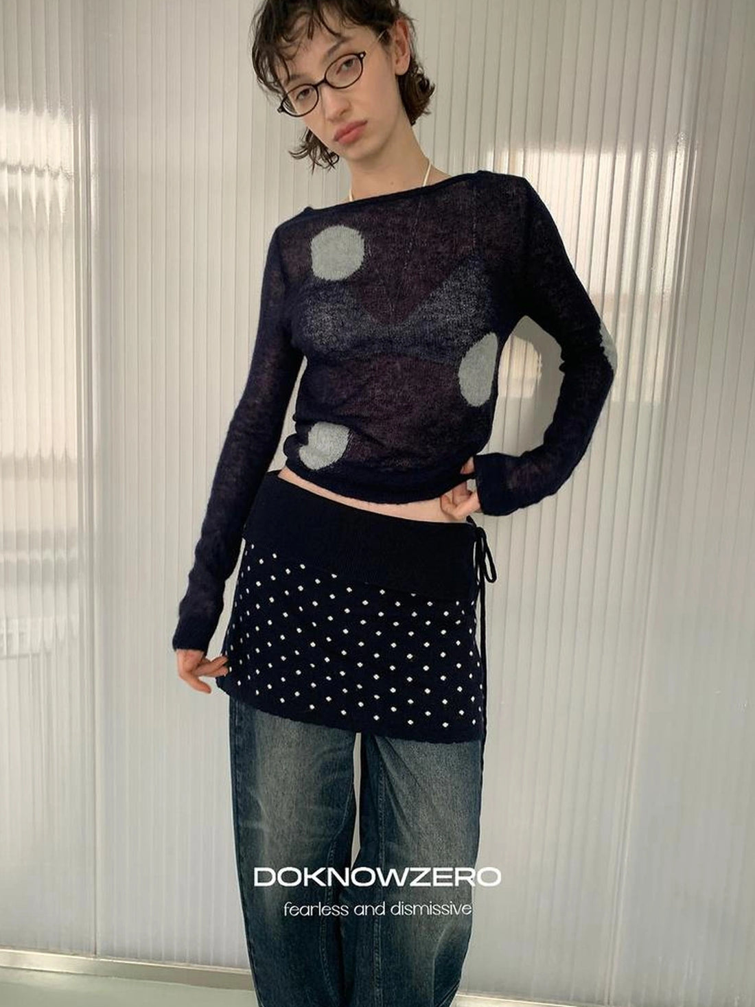 DKZ OFFICIAL Polka Dot Knit Straight Skirt For Women