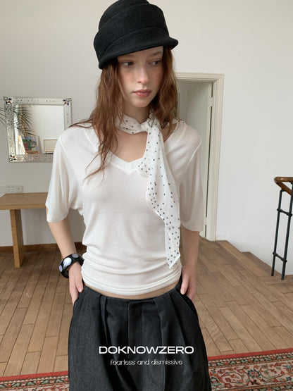DKZ OFFICIAL Polka Dot Lightweight Korean Style Silk Women&