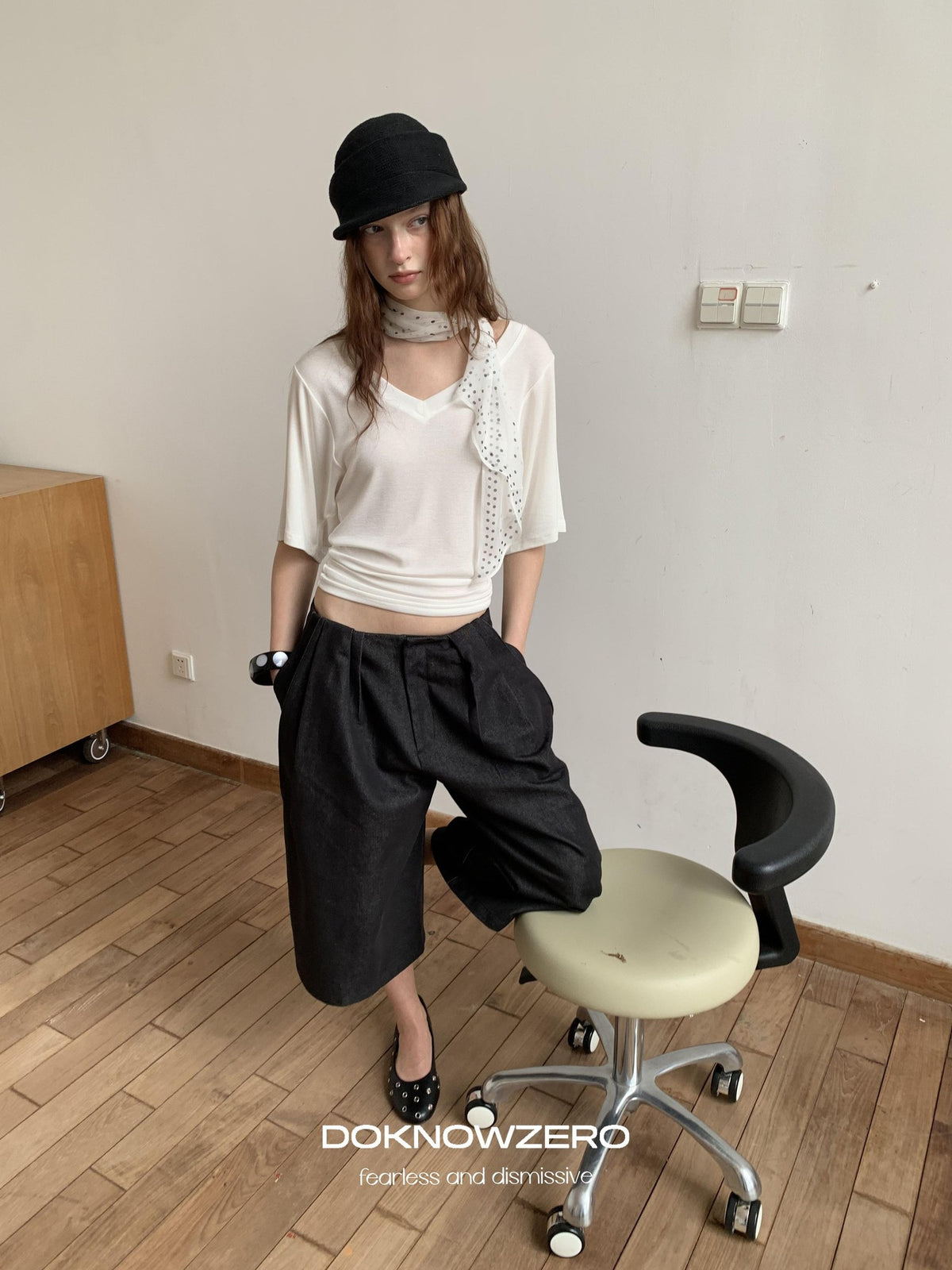 DKZ OFFICIAL Polka Dot Lightweight Korean Style Silk Women&