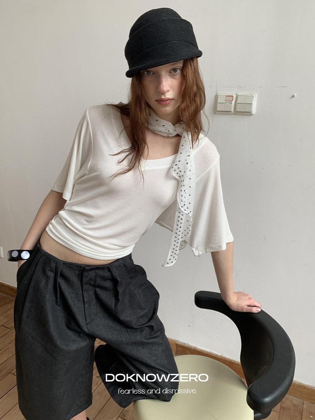 DKZ OFFICIAL Polka Dot Lightweight Korean Style Silk Women&