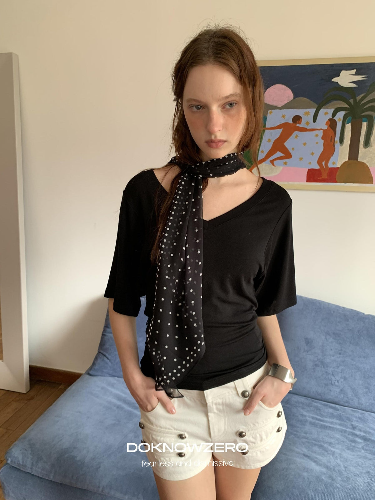 DKZ OFFICIAL Polka Dot Lightweight Korean Style Silk Women&